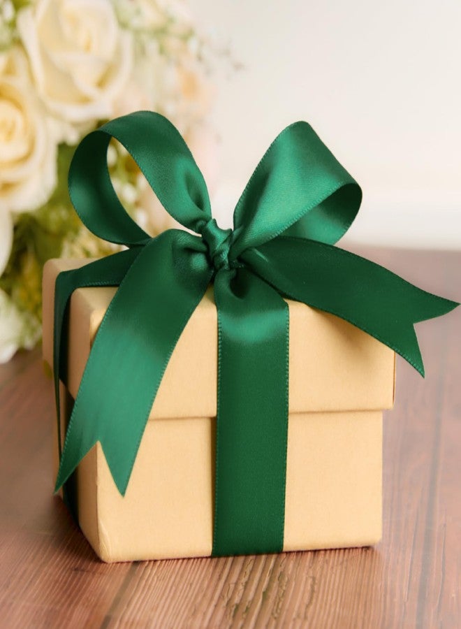 CLUEWR Double Faced Emerald Green Satin Ribbon, 1 Inch 50 Yards Fabric Ribbon Roll for Flower Bouquets, Gift Wrapping, Handmade Craft, Wedding Party Decoration - Image 4