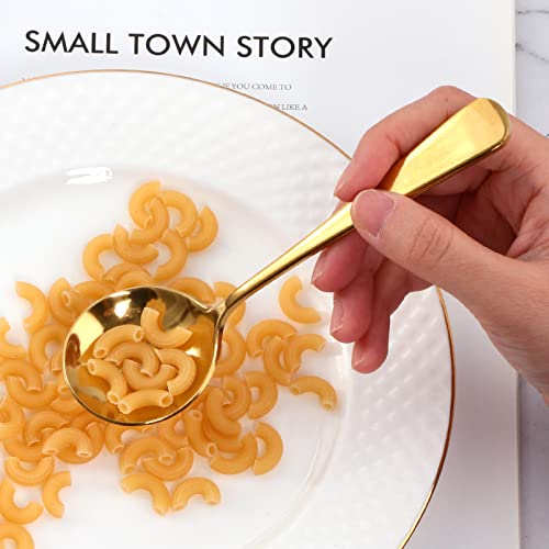 BISDARUN Broth Round Spoon Set, 12-Piece Reusable Stainless Steel Dinner Table Cereal Soup Spoon, Camping Ramen Spoons Gold - Image 5