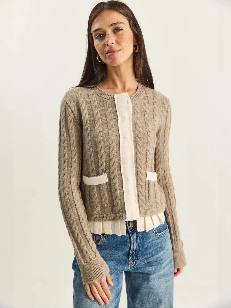 بيانكو لوتشي LUCCI Hair Beard Patterned Knit Cardigan