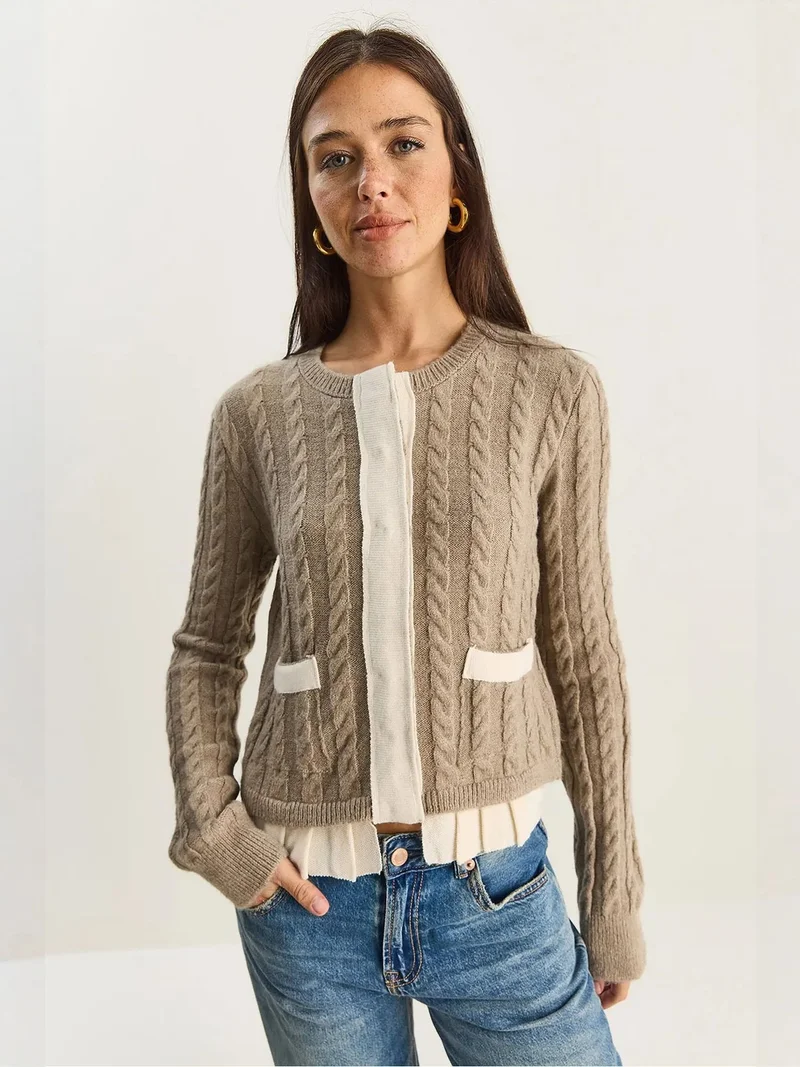 بيانكو لوتشي LUCCI Hair Beard Patterned Knit Cardigan