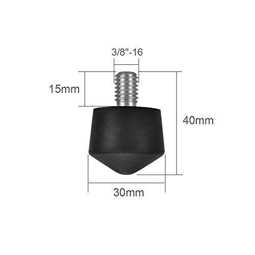 Foto&Tech Universal Anti-Slip 3/8" Rubber Foot Spike Compatible with Andoer Benro Gitzo Induro Kingjoy Manfrotto Weifeng RRS 3/8"-16 Thread Tripod Monopod on Smooth Uneven Surface 30mm x 40mm (3 PCS) - Image 2
