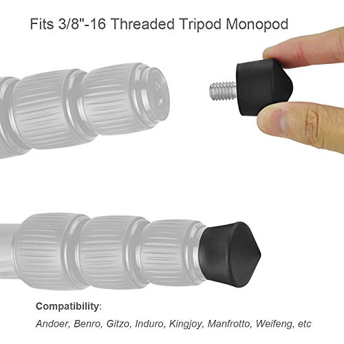 Foto&Tech Universal Anti-Slip 3/8" Rubber Foot Spike Compatible with Andoer Benro Gitzo Induro Kingjoy Manfrotto Weifeng RRS 3/8"-16 Thread Tripod Monopod on Smooth Uneven Surface 30mm x 40mm (3 PCS) - Image 4