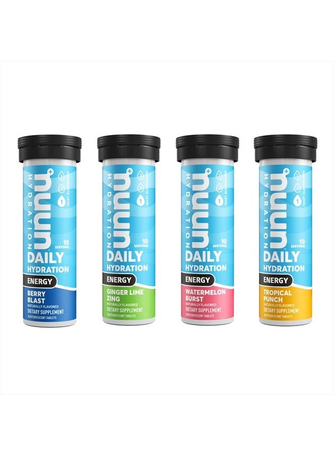 Nuun Energy: Caffeine, B Vitamins, Ginseng, Electrolyte Drink Tablets, Mixed Flavors, 10 Count (Pack of 4) - Image 1