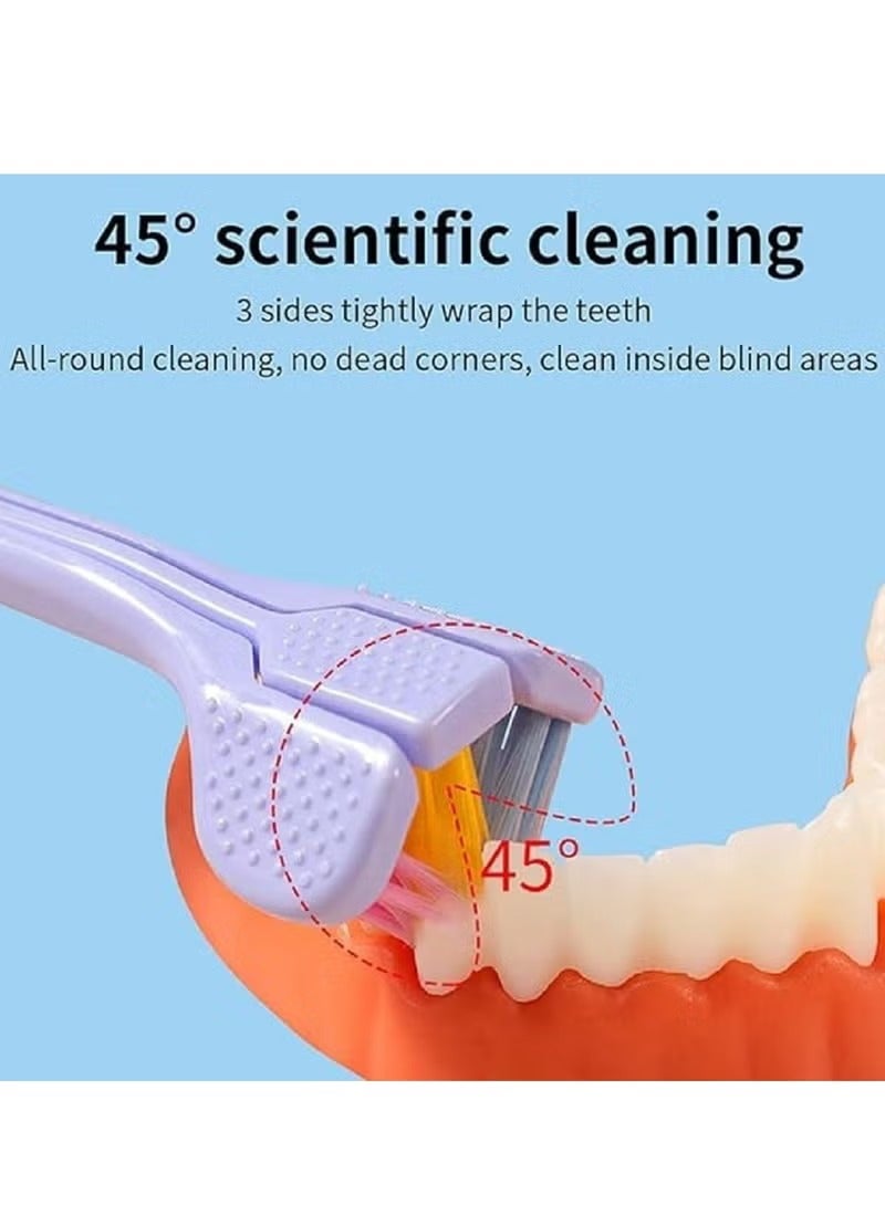 Fresh Triple-Sided Soft Bristle Toothbrush with Tongue Scraper – Complete Teeth & Tongue Cleaning Multicolour - Image 3