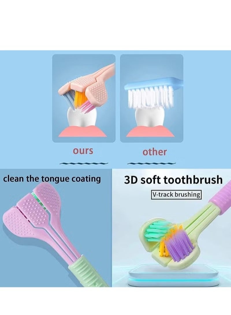 Fresh Triple-Sided Soft Bristle Toothbrush with Tongue Scraper – Complete Teeth & Tongue Cleaning Multicolour - Image 4