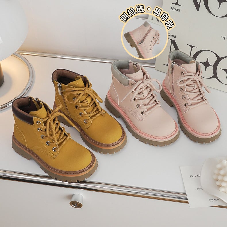 ins Niche Children's Shoes [Outdoor Martin Boots] Spring and Autumn New Men's and Women's Big Children's High-Top Chelsea Children's Leather Boots - Image 2