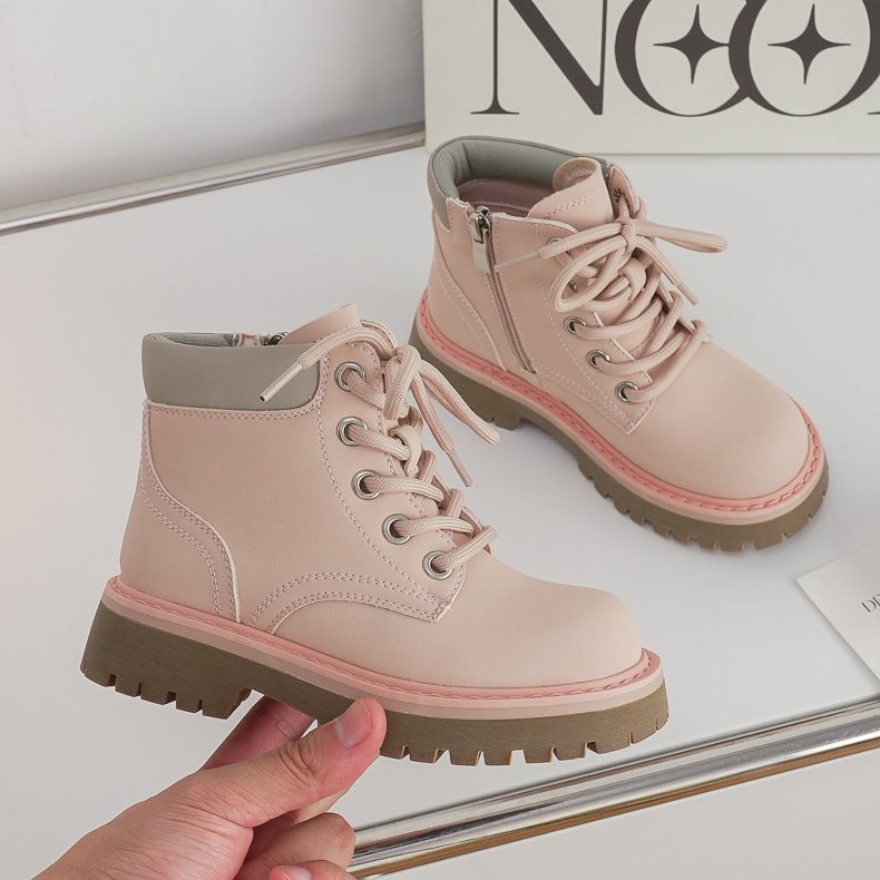 ins Niche Children's Shoes [Outdoor Martin Boots] Spring and Autumn New Men's and Women's Big Children's High-Top Chelsea Children's Leather Boots - Image 1