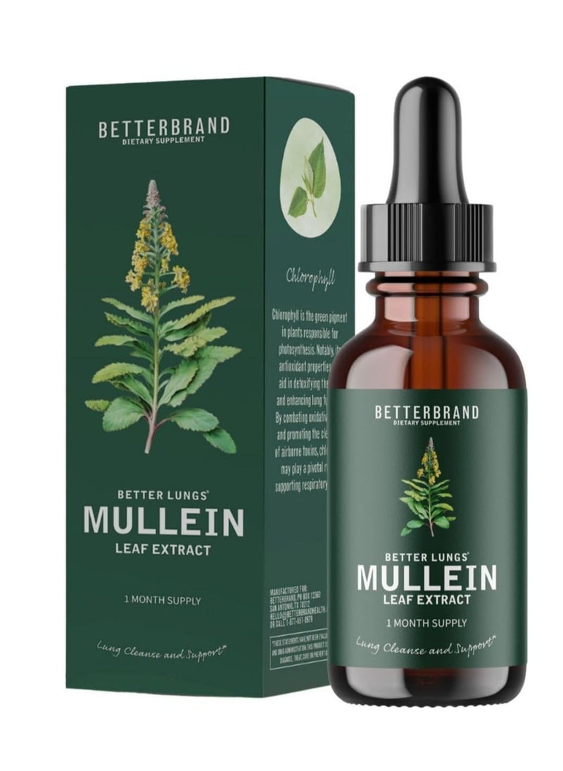 Mullein And Sparrow - Betterbrand BetterLungs Mullein Leaf Extract - Support Lung Cleanse & Respiratory Function for Healthy Breathing - Natural Supplement, Tincture Drops | Non-GMO, Vegetarian | 1 Month Supply - Image 1