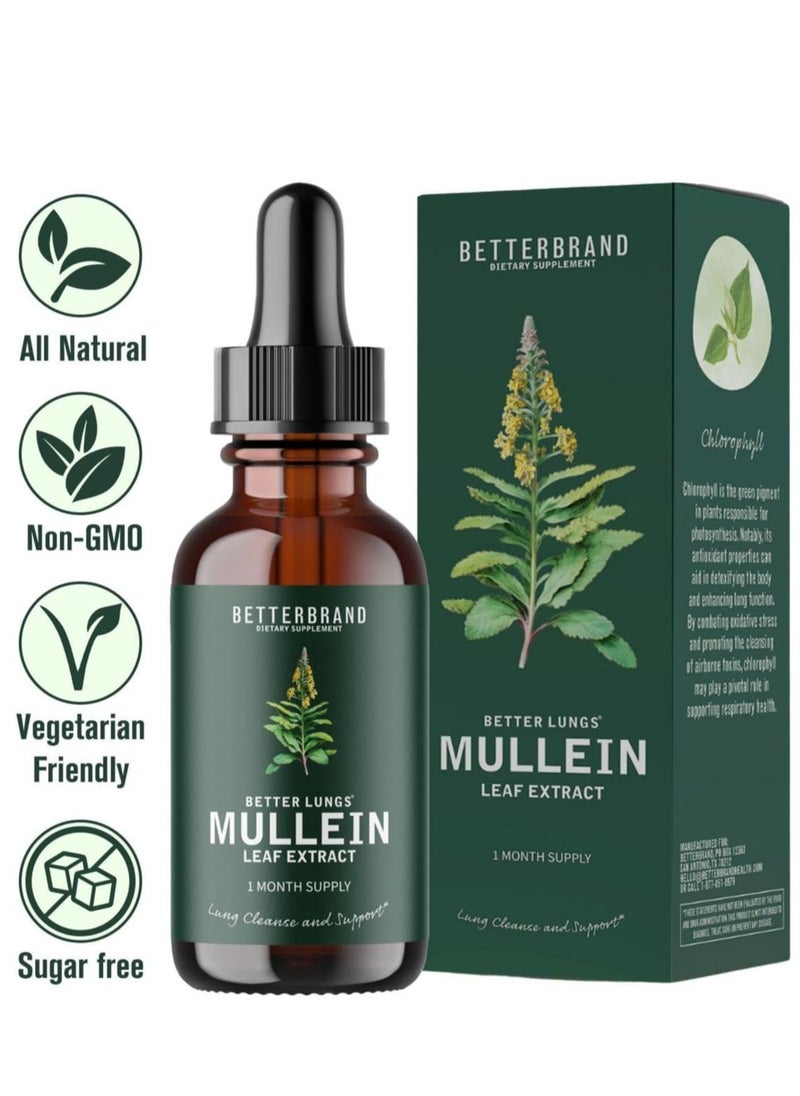 Mullein And Sparrow - Betterbrand BetterLungs Mullein Leaf Extract - Support Lung Cleanse & Respiratory Function for Healthy Breathing - Natural Supplement, Tincture Drops | Non-GMO, Vegetarian | 1 Month Supply - Image 1