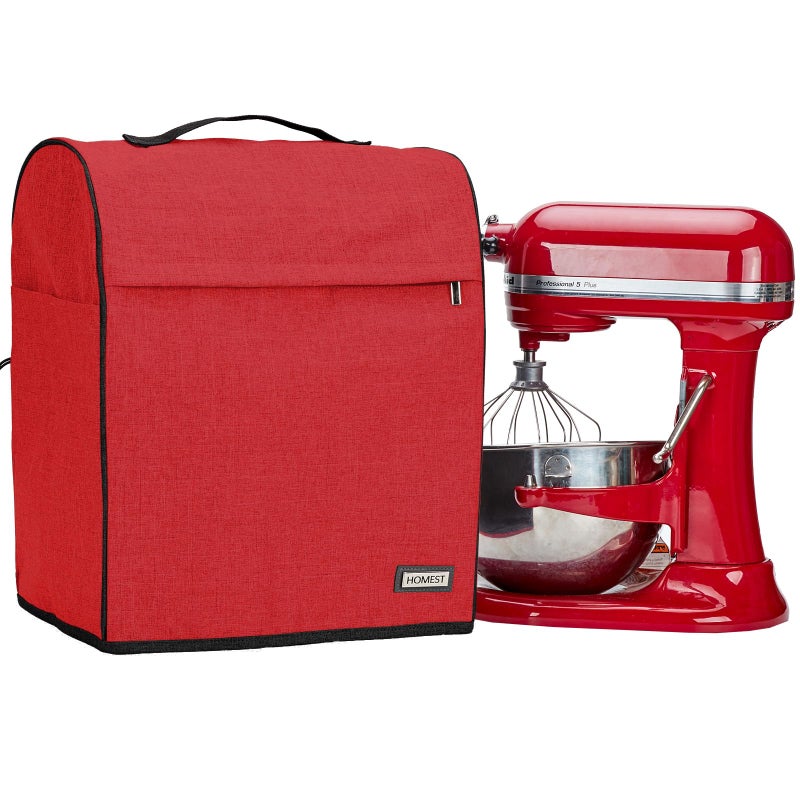 HOMEST HOMEST Stand Mixer Dust Cover Compatible with KitchenAid 678 Quart Bowl Lift Zipper Pocket for Various Kitchen Appliance Accessories Red Patent Design 