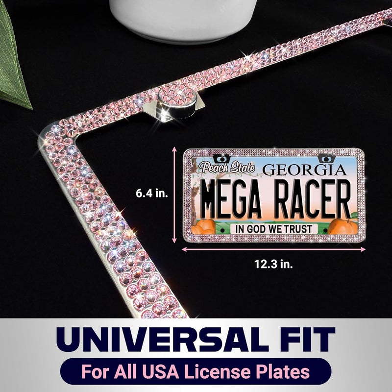Mega Racer Pink Bling License Plate Frame with Rhinestones - Image 2