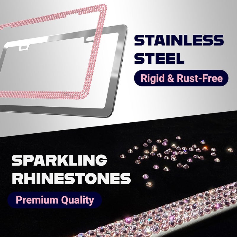 Mega Racer Pink Bling License Plate Frame with Rhinestones - Image 4