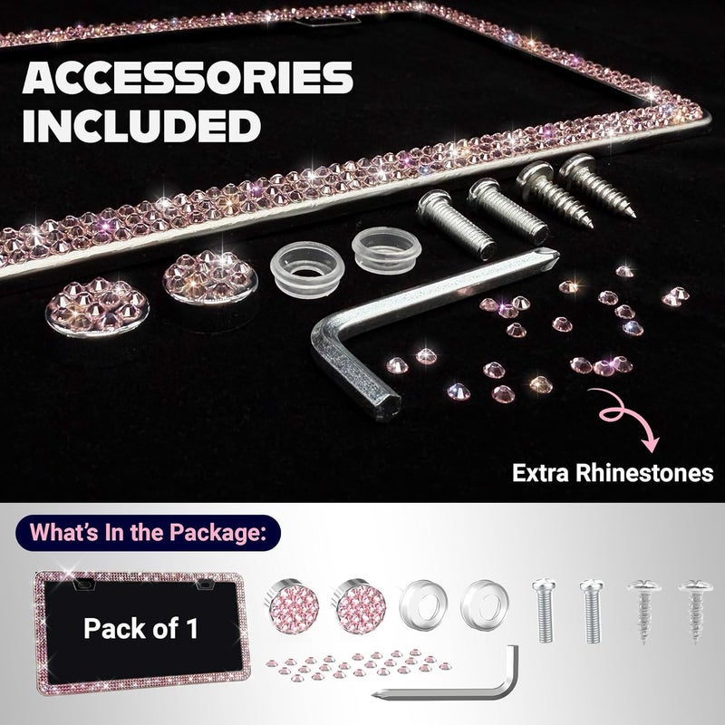 Mega Racer Pink Bling License Plate Frame with Rhinestones - Image 3