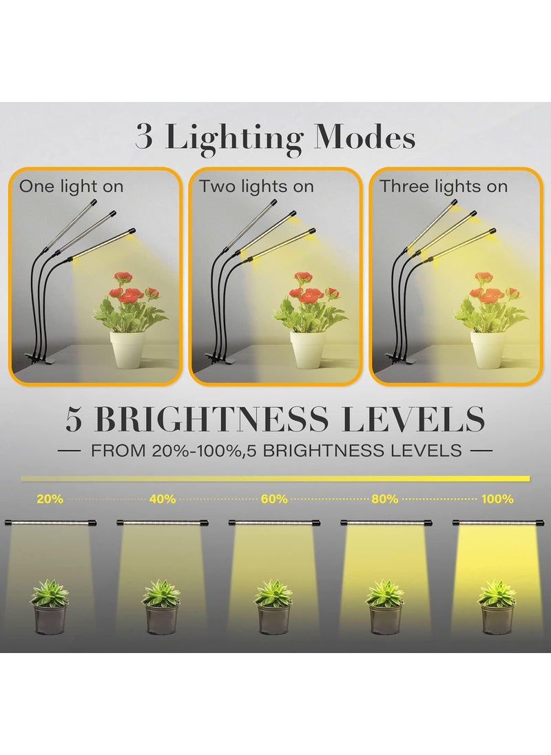 iPower iPower LED Grow Lights with Full Spectrum Plant Growing Lamp for Indoor Plant 3 Modes Timing Function 3 Tubes Yellow  - Image 4