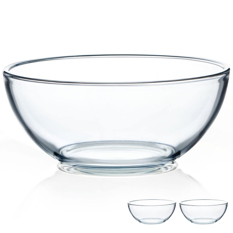 NUTRIUPS 8 Inch Tempered Glass Bowls 2 Pack 50oz Pho Bowls Clear Glass Soup Bowls for Kitchen Microwave and Oven Safe