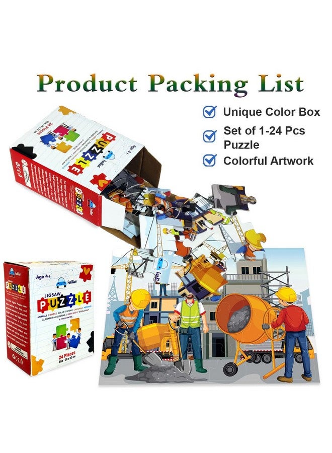 FunBlast Jigsaw Puzzles for Kids, Building Construction Jigsaw Puzzles for Kids, Floor Puzzle for Children, Learning & Educational Jigsaw Puzzle Toys, 24 Pcs Puzzle (Multicolor) (Set-B) - Image 4