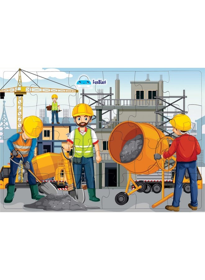 FunBlast Jigsaw Puzzles for Kids, Building Construction Jigsaw Puzzles for Kids, Floor Puzzle for Children, Learning & Educational Jigsaw Puzzle Toys, 24 Pcs Puzzle (Multicolor) (Set-B) - Image 1