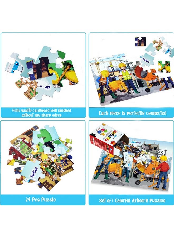 FunBlast Jigsaw Puzzles for Kids, Building Construction Jigsaw Puzzles for Kids, Floor Puzzle for Children, Learning & Educational Jigsaw Puzzle Toys, 24 Pcs Puzzle (Multicolor) (Set-B) - Image 3