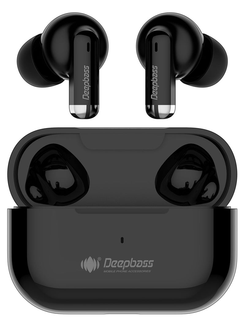 Deepbass TWS-X1: سماعات أذن لاسلكية StrongSignal™ | تقنية إلغاء الضوضاء ParticleSolve™ | محسّنة لمطوري أندرويد | شحن سريع USB-C - أسود - Image 1