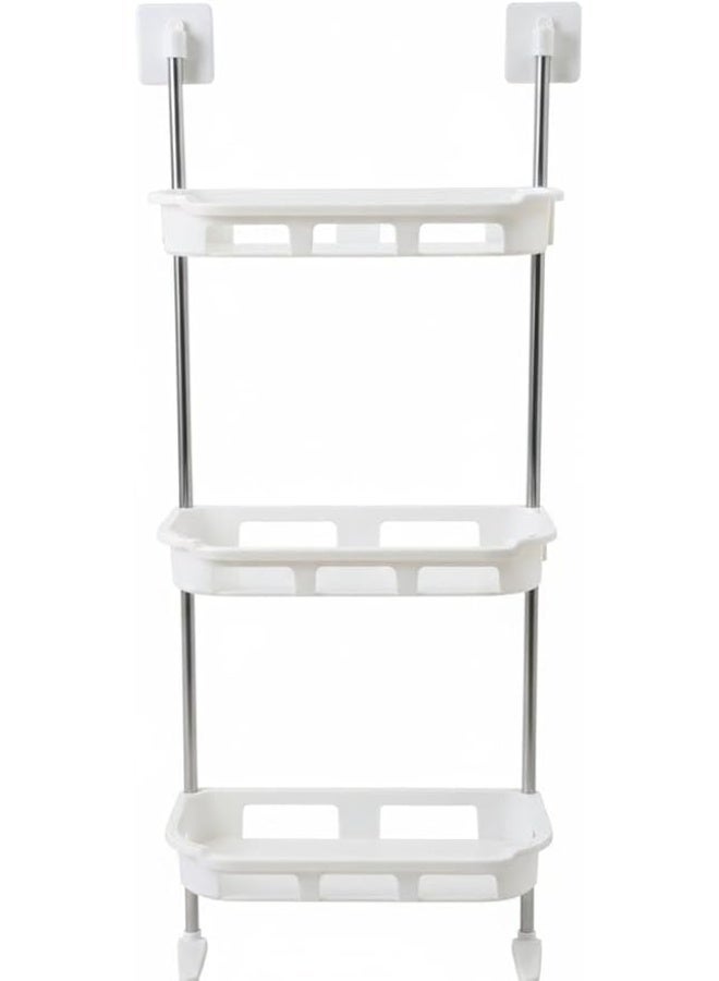 سبيس شوب منظم حمام 3 طبقات فوق المرحاض منظم حمام فعال موفر للمساحة بلاصق أبيض - Image 1