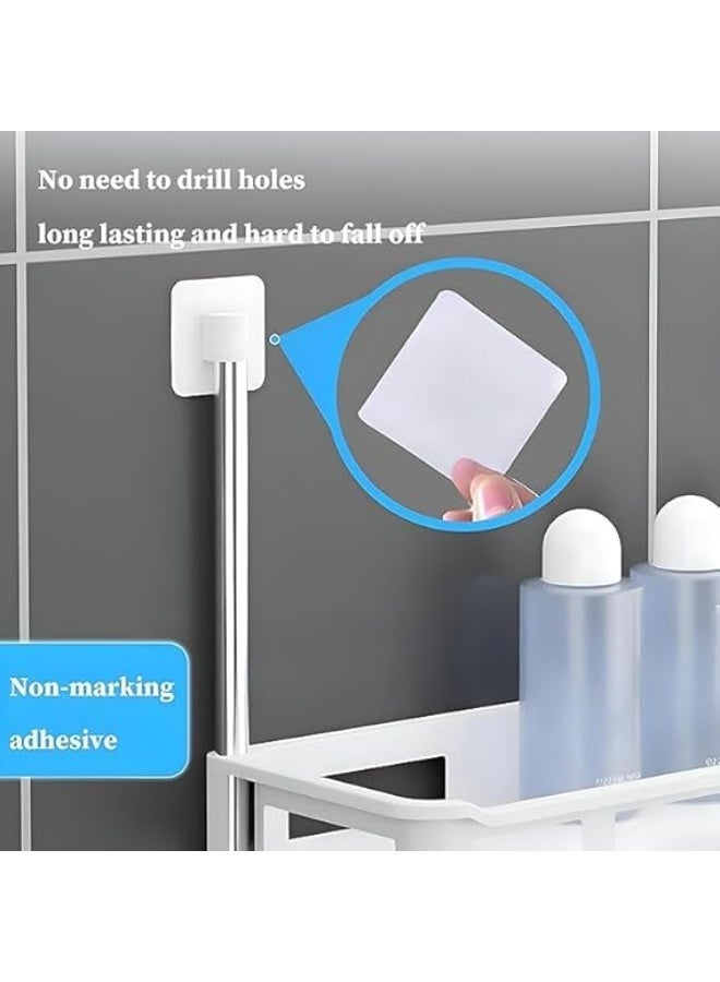 سبيس شوب منظم حمام 3 طبقات فوق المرحاض منظم حمام فعال موفر للمساحة بلاصق أبيض - Image 3