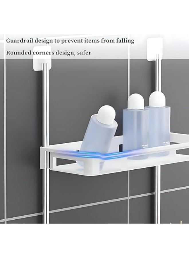 سبيس شوب منظم حمام 3 طبقات فوق المرحاض منظم حمام فعال موفر للمساحة بلاصق أبيض - Image 4