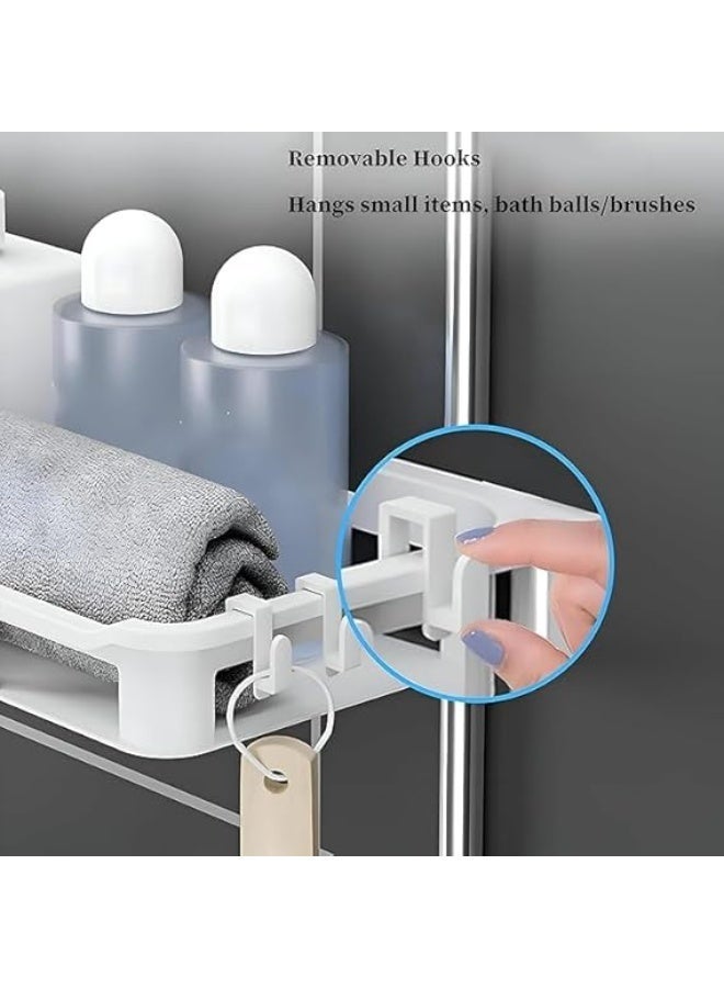 سبيس شوب منظم حمام 3 طبقات فوق المرحاض منظم حمام فعال موفر للمساحة بلاصق أبيض - Image 5