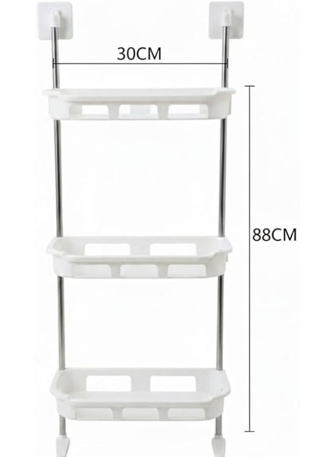 سبيس شوب منظم حمام 3 طبقات فوق المرحاض منظم حمام فعال موفر للمساحة بلاصق أبيض - Image 2