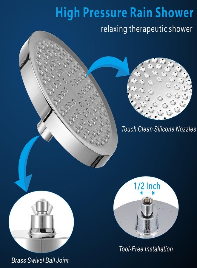 Voolan High Pressure Rain Shower Head - Luxury Modern Look - The Perfect Adjustable Replacement For Your Bathroom Showerhead - Comfortable Shower Experience Even at Low Water Flow (6“ Chrome) - Image 4
