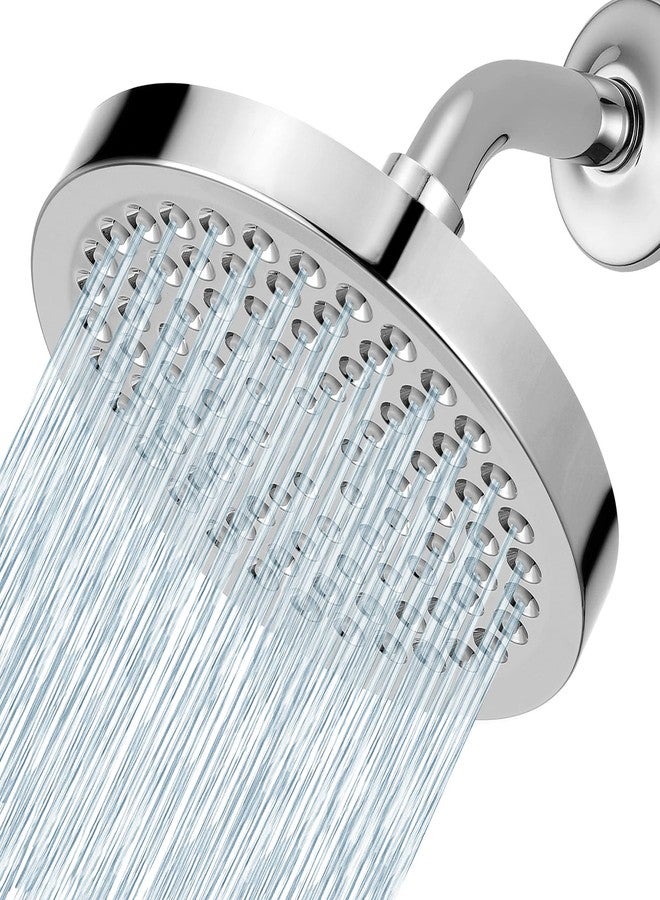 Voolan High Pressure Rain Shower Head - Luxury Modern Look - The Perfect Adjustable Replacement For Your Bathroom Showerhead - Comfortable Shower Experience Even at Low Water Flow (6“ Chrome) - Image 1