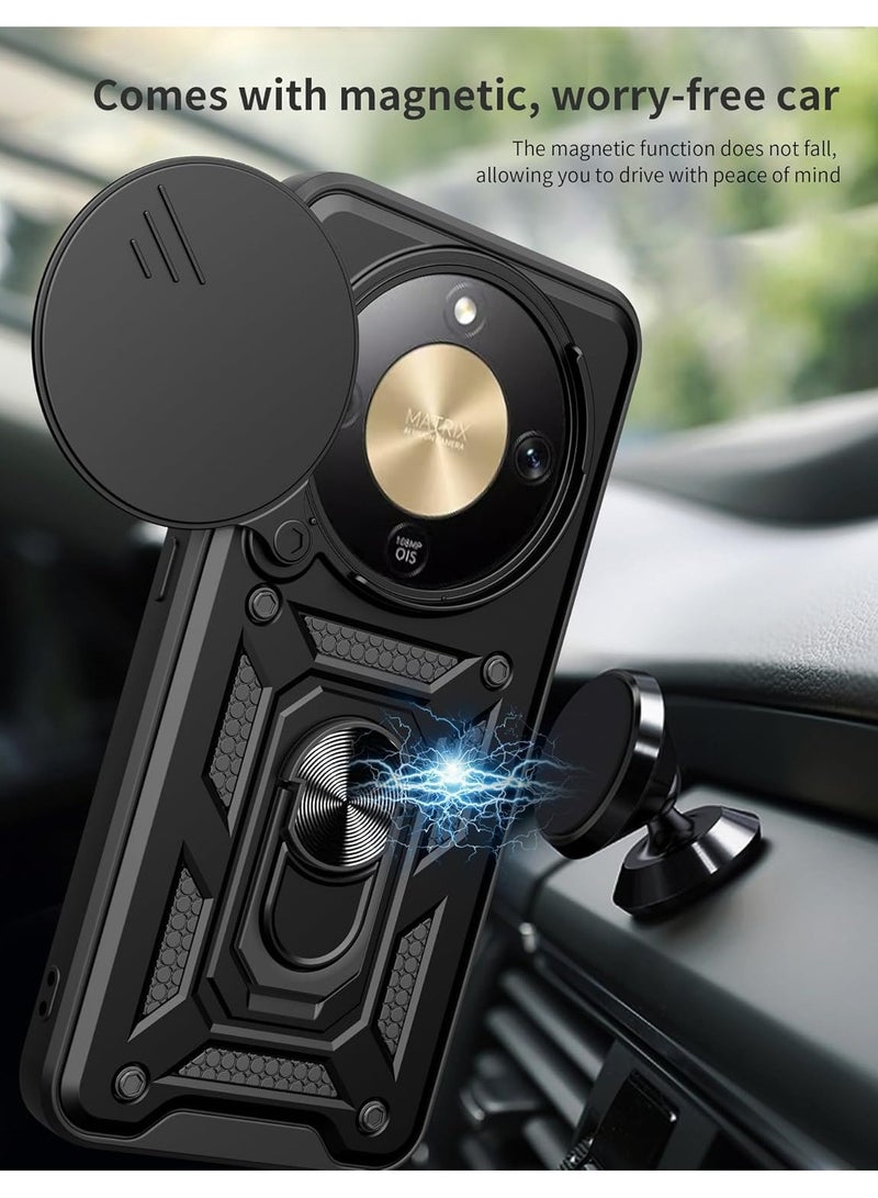 general Compatible with Honor X9d 5G Case with Slide Camera Cover Heavy Duty Military Grade Shockproof Magnetic Ring Holder Kickstand Case - Image 2
