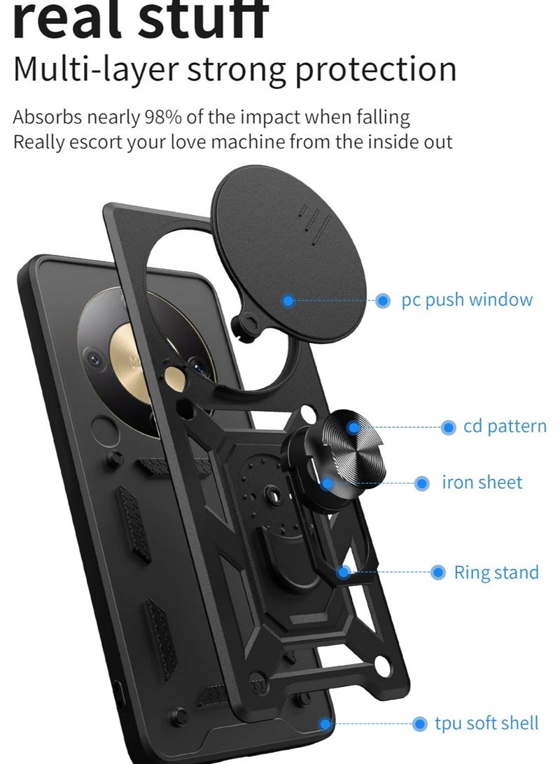general Compatible with Honor X9d 5G Case with Slide Camera Cover Heavy Duty Military Grade Shockproof Magnetic Ring Holder Kickstand Case - Image 5