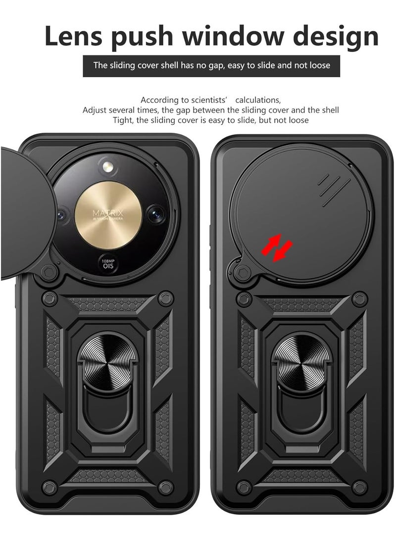 general Compatible with Honor X9d 5G Case with Slide Camera Cover Heavy Duty Military Grade Shockproof Magnetic Ring Holder Kickstand Case - Image 3
