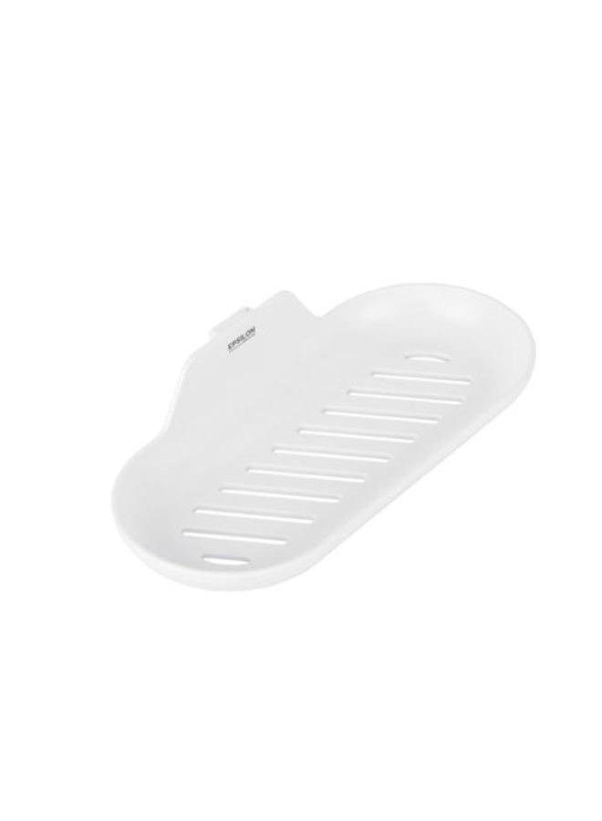 Epsilon Adhesive Soap Holder EPSBA1537 | Wall Mounted Soap Dish with Drain Holes | No-Drill Self-Adhesive Soap Tray | 2kg Load Capacity | Bathroom Soap Holder for Tile, Glass, Metal & Plastic Surfaces | White - Image 2