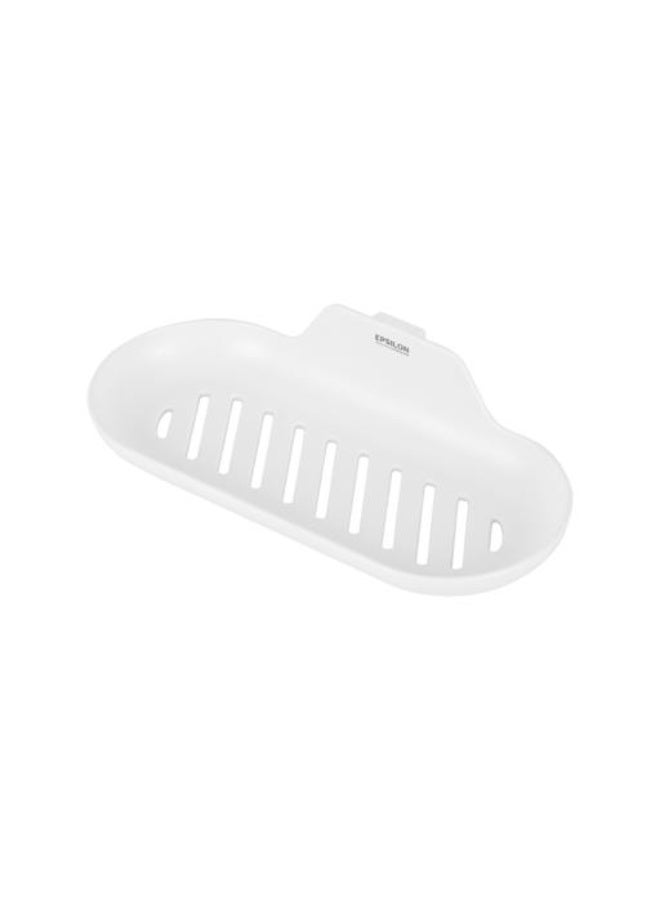 Epsilon Adhesive Soap Holder EPSBA1537 | Wall Mounted Soap Dish with Drain Holes | No-Drill Self-Adhesive Soap Tray | 2kg Load Capacity | Bathroom Soap Holder for Tile, Glass, Metal & Plastic Surfaces | White - Image 1