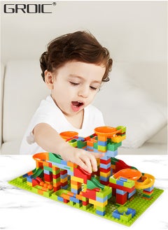GROIC Marble Run Building Blocks, 330 PCS Classic Big Blocks STEM Toy Bricks Set Kids Race Track Compatible with Bulk Bricks Set for Boys Girls Toddler  - Image 3