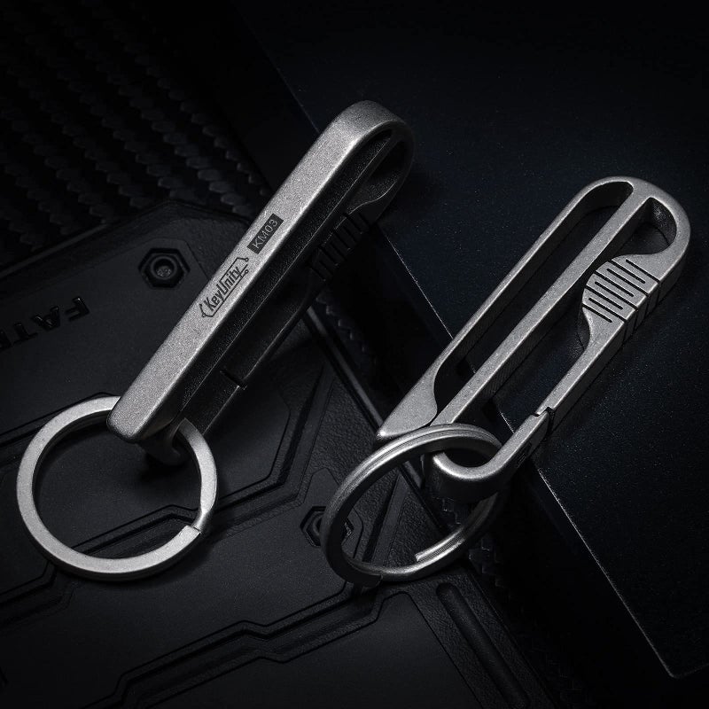 KeyUnity KM03 Titanium Keychain Clip Belt Loop Key Holder with Removable Key Ring for Duty Belt (Sandblasted) - Image 2