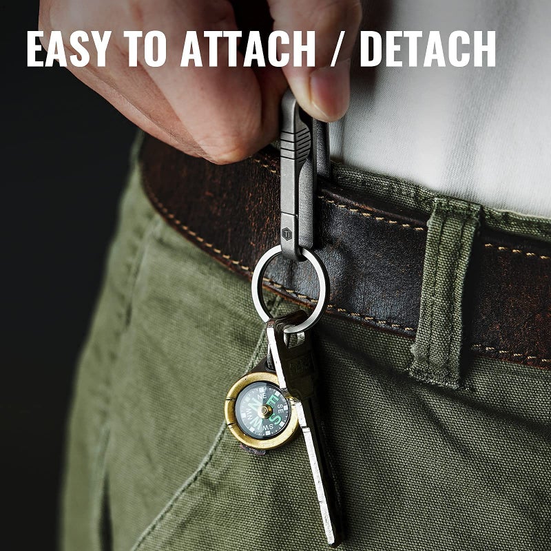 KeyUnity KM03 Titanium Keychain Clip Belt Loop Key Holder with Removable Key Ring for Duty Belt (Sandblasted) - Image 3