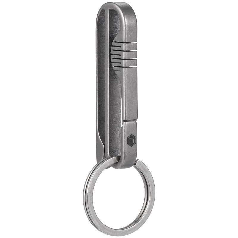 KeyUnity KM03 Titanium Keychain Clip Belt Loop Key Holder with Removable Key Ring for Duty Belt (Sandblasted) - Image 1