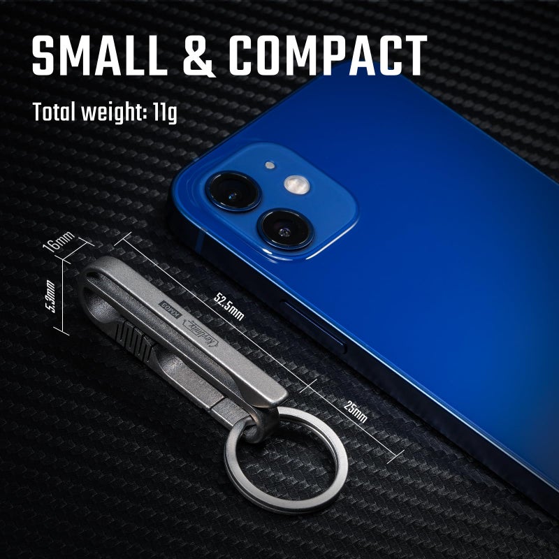 KeyUnity KM03 Titanium Keychain Clip Belt Loop Key Holder with Removable Key Ring for Duty Belt (Sandblasted) - Image 4