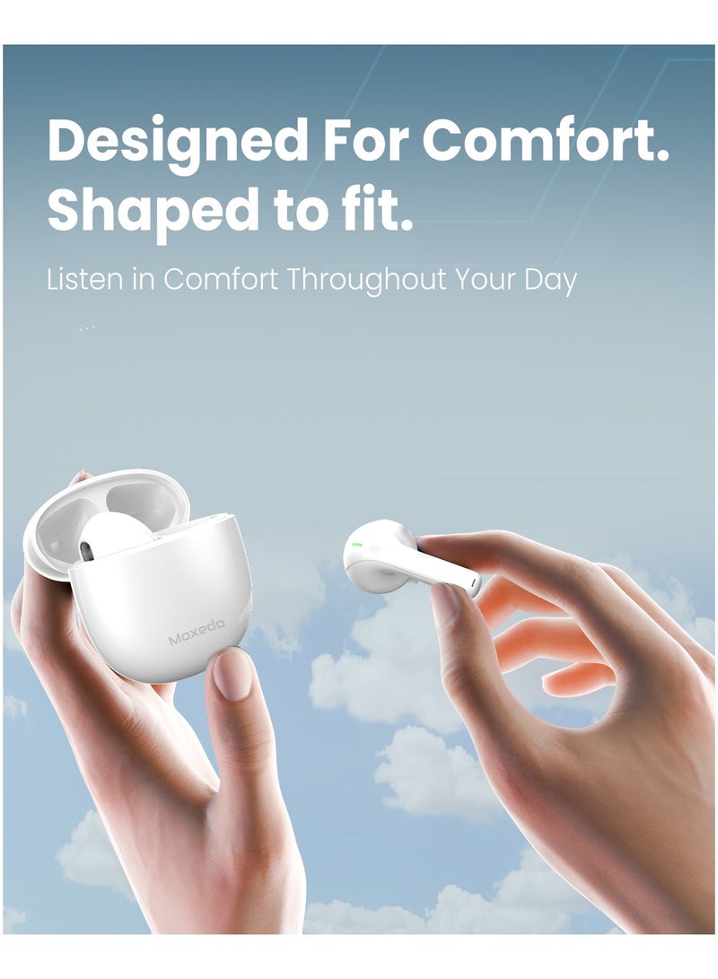 Moxedo True Wireless Earbuds S6 Bluetooth 5.3 7 Hours Playing Time 300 mAh Charging Case (White) - Image 2