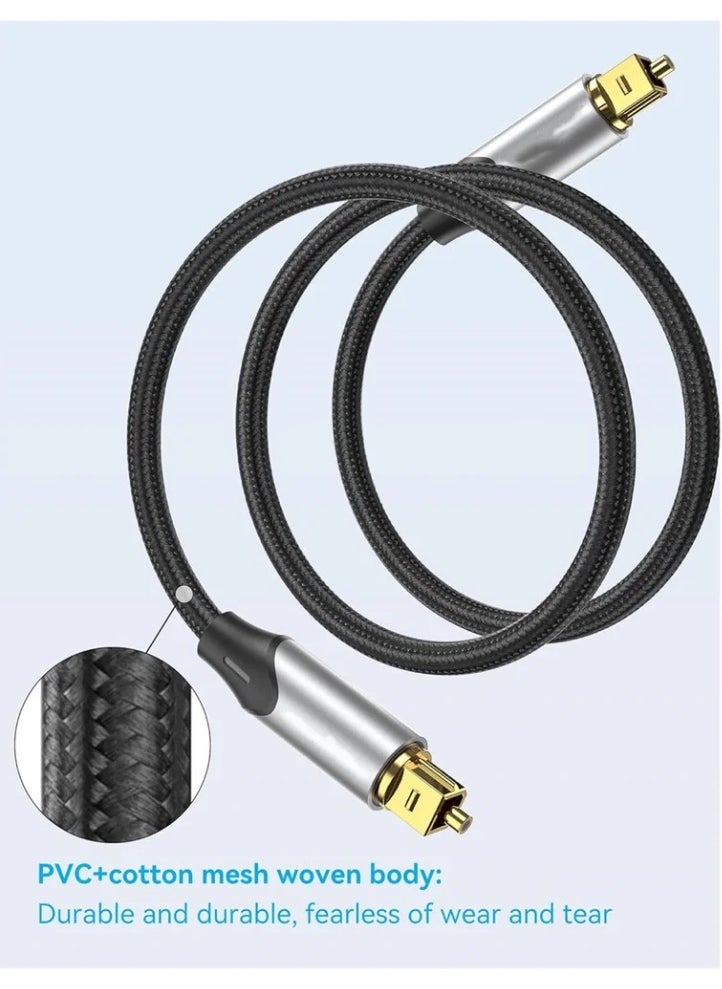 Generic - Digital Optical Audio Cable 3.3ft Nylon Braided Fiber, Slim Metal Case, Gold Plated Plug, Toslink Fiber Optic Audio Cable for Sound Bar TV PS4 S*msung Vizio Bose LG, 1 Pcs - Image 1