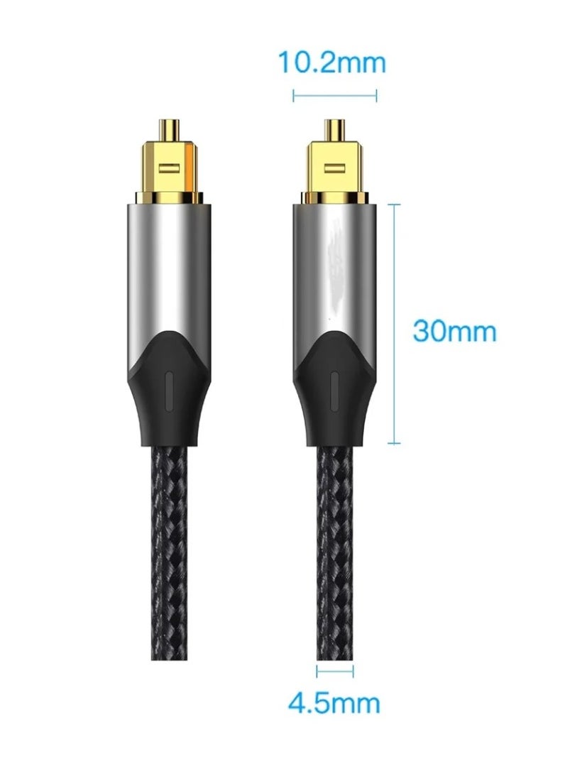 Generic - Digital Optical Audio Cable 3.3ft Nylon Braided Fiber, Slim Metal Case, Gold Plated Plug, Toslink Fiber Optic Audio Cable for Sound Bar TV PS4 S*msung Vizio Bose LG, 1 Pcs - Image 1