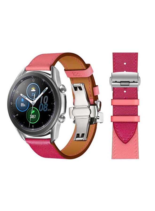 Perfii Genuine Leather Replacement Band for Samsung Galaxy Watch3 45mm Pink - Image 1