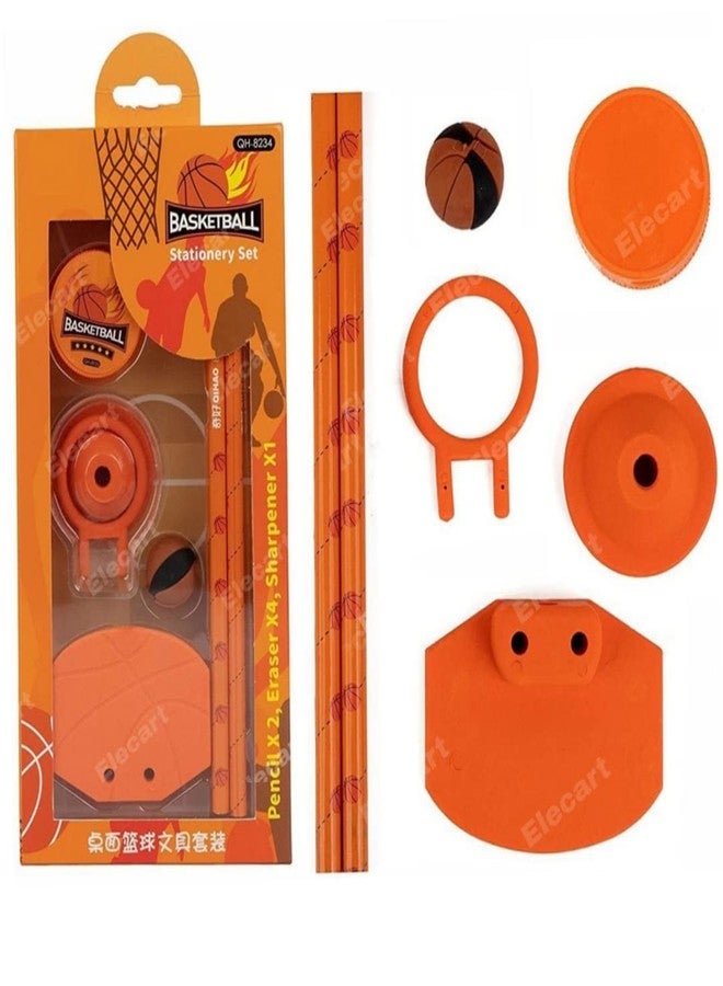 Elecart Stationary Kit - Basketball Theme Stationary Set for Kids, Pencil, Sharpener, Eraser Set for Kids, Boys and Girls Best Birthday Gift Stationary (Set of 1) - Image 1