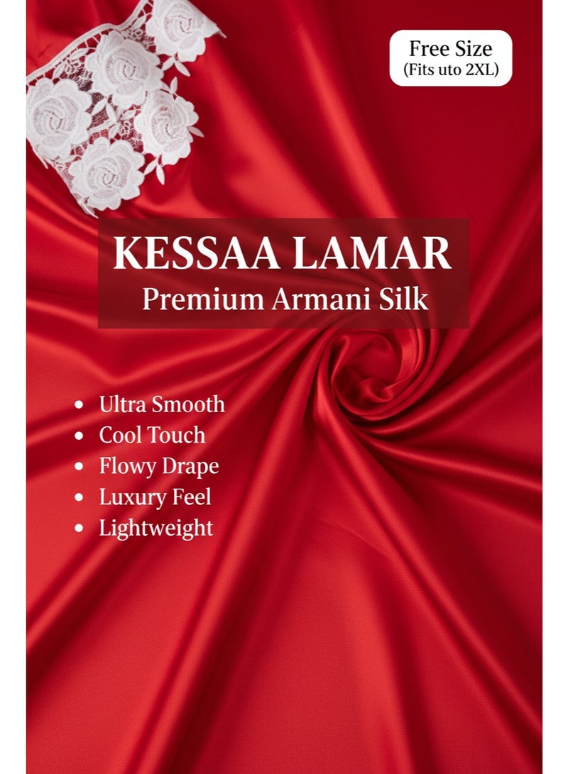 KESSAA Lamar Women’s Premium Prayer Isdal – Armani Silk Full-Coverage Salah Dress with Integrated Head Scarf | Non-Transparent Lightweight Fabric | Free Size Fits S–2XL | Modest Islamic Wear - Red - Image 3