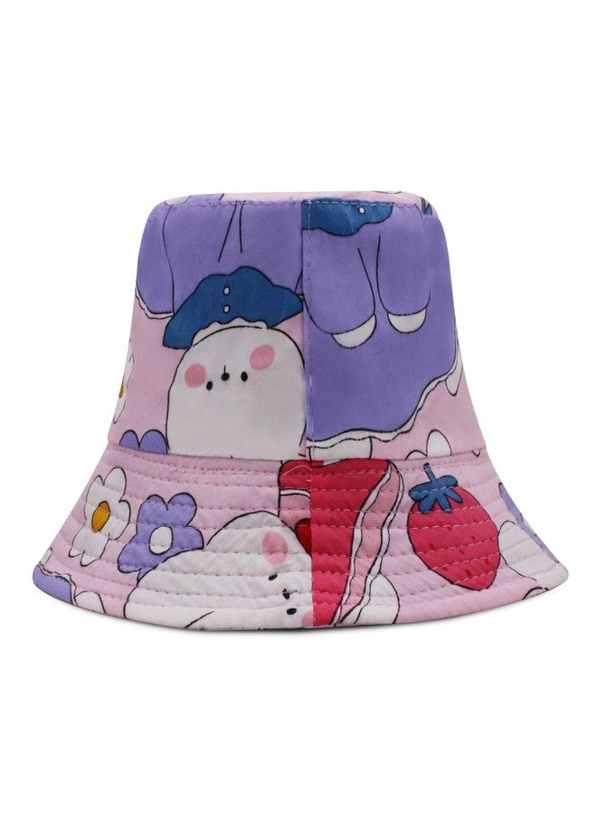 VRITRAZ Stylish and Trendy Printed Flex Bucket Hat with Strap for Girl's, Boy's, Kids Caps, Hats for Beach (Color-Jasmine Pink, 3 to 10 Years) - Image 5