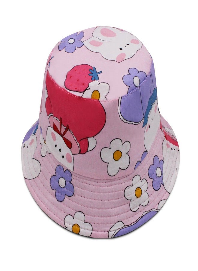 VRITRAZ Stylish and Trendy Printed Flex Bucket Hat with Strap for Girl's, Boy's, Kids Caps, Hats for Beach (Color-Jasmine Pink, 3 to 10 Years) - Image 4