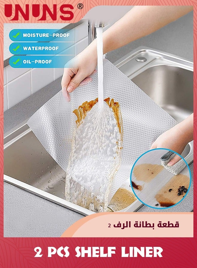 UNUNS Shelf Liner,2Pcs Waterproof Kitchen Cabinet Liners,EVA Non-adhesive Non-slip Easy To Cut Clear Refrigerator Liners Cabinet Liner Pantry Drawer Liner For Kitchen Cabinet,Cupboard 45cmx3m - Image 3