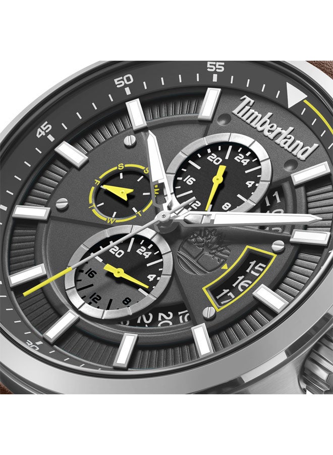 Timberland Men Calahan Grey Dial Leather Strap Multifunction Watch for Men, 46mm - Image 4